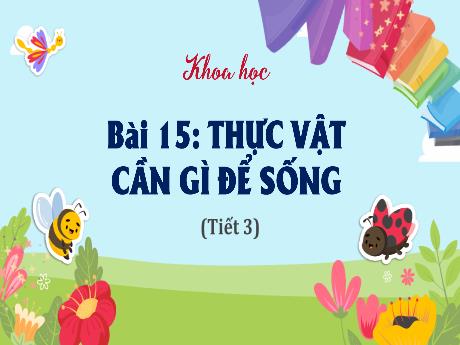 Bài giảng Khoa học Lớp 4 (Kết nối tri thức) - Chủ đề 3: Thực vật và động vật - Bài 15: Thực vật cần gì để sống