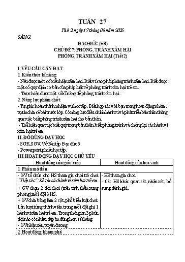 Kế hoạch bài dạy các môn Khối Tiểu học - Tuần 27 - Năm học 2024-2025 - Nguyễn Thị Thu Hà
