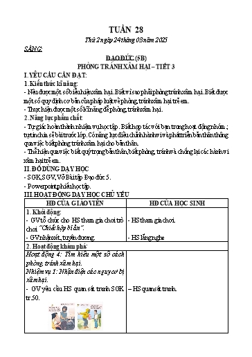 Kế hoạch bài dạy các môn Khối Tiểu học - Tuần 28 - Năm học 2024-2025 - Nguyễn Thị Thu Hà