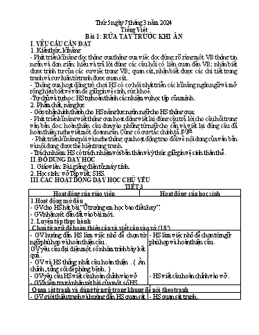 Kế hoạch bài dạy các môn Lớp 1 - Từ ngày 07/03-08/03 - Năm học 2023-2024 - Trần Thị Hồng Thúy