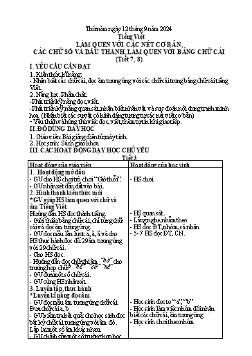 Kế hoạch bài dạy Lớp 1 - Tuần 1 (Thứ 5,6) - Năm học 2024-2025 - Nguyễn Thị Ánh Tuyết