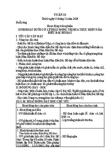 Kế hoạch bài dạy Lớp 1 - Tuần 10 (Thứ 2,3) - Năm học 2024-2025 - Nguyễn Thị Thanh Hiền