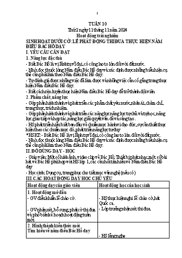 Kế hoạch bài dạy Lớp 1 - Tuần 10 (Thứ 2,3) - Năm học 2024-2025 - Trần Thị Hồng Thúy