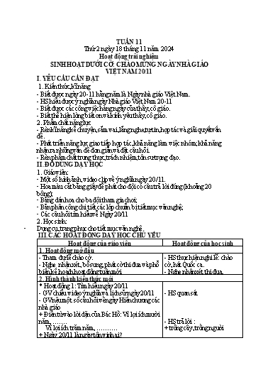 Kế hoạch bài dạy Lớp 1 - Tuần 11 (Thứ 2,3,4) - Năm học 2024-2025 - Trần Thị Thanh Hương