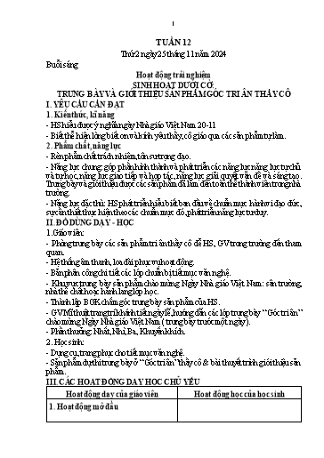 Kế hoạch bài dạy Lớp 1 - Tuần 12 (Thứ 2,3) - Năm học 2024-2025 - Nguyễn Thị Thanh Hiền