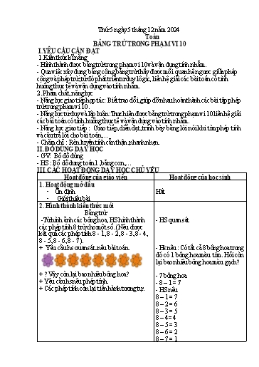 Kế hoạch bài dạy Lớp 1 - Tuần 13 (Thứ 5,6) - Năm học 2024-2025 - Trần Thị Thanh Hương