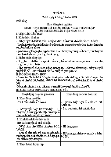 Kế hoạch bài dạy Lớp 1 - Tuần 14 (Thứ 2,3) - Năm học 2024-2025 - Nguyễn Thị Thanh Hiền