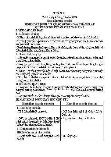 Kế hoạch bài dạy Lớp 1 - Tuần 14 (Thứ 2,3) - Năm học 2024-2025 - Trần Thị Hồng Thúy