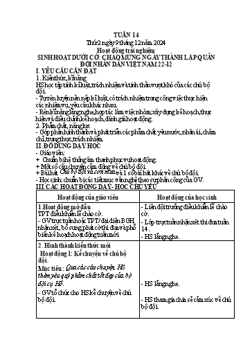 Kế hoạch bài dạy Lớp 1 - Tuần 14 (Thứ 2,3,4) - Năm học 2024-2025 - Nguyễn Thị Ánh Tuyết