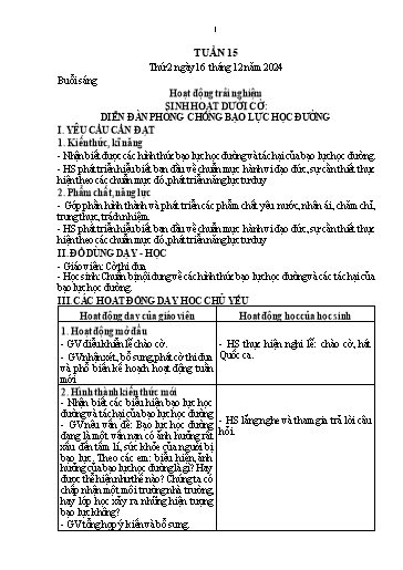 Kế hoạch bài dạy Lớp 1 - Tuần 15 (Thứ 2,3) - Năm học 2024-2025 - Nguyễn Thị Thanh Hiền