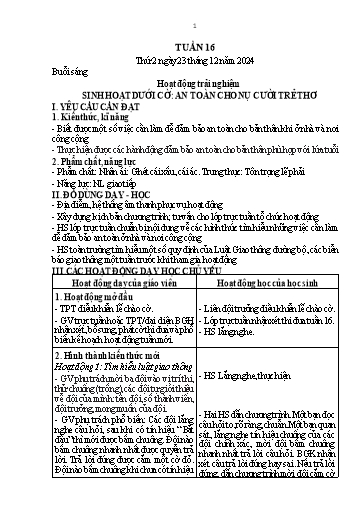 Kế hoạch bài dạy Lớp 1 - Tuần 16 (Thứ 2,3) - Năm học 2024-2025 - Nguyễn Thị Thanh Hiền