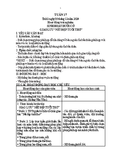 Kế hoạch bài dạy Lớp 1 - Tuần 17 (Thứ 2,3) - Năm học 2024-2025 - Trần Thị Hồng Thúy