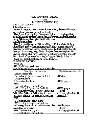 Kế hoạch bài dạy Lớp 1 - Tuần 18 (Thứ 5,6) - Năm học 2024-2025 - Trần Thị Thanh Hương