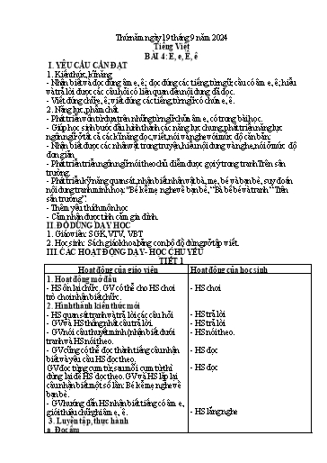 Kế hoạch bài dạy Lớp 1 - Tuần 2 (Thứ 5,6) - Năm học 2024-2025 - Nguyễn Thị Ánh Tuyết