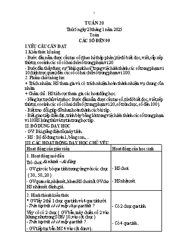 Kế hoạch bài dạy Lớp 1 - Tuần 20 (Thứ 5,6) - Năm học 2024-2025 - Trần Thị Thanh Hương
