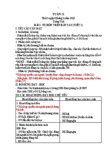Kế hoạch bài dạy Lớp 1 - Tuần 21 (Thứ 5,6) - Năm học 2024-2025 - Trần Thị Hồng Thúy