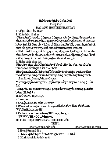 Kế hoạch bài dạy Lớp 1 - Tuần 21 (Thứ 5,6) - Năm học 2024-2025 - Trần Thị Thanh Hương