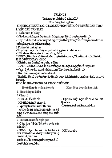 Kế hoạch bài dạy Lớp 1 - Tuần 23 (Thứ 2,3) - Năm học 2024-2025 - Trần Thị Hồng Thúy