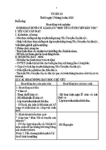 Kế hoạch bài dạy Lớp 1 - Tuần 23 (Thứ 2,3,4) - Năm học 2024-2025 - Nguyễn Thị Thanh Hiền