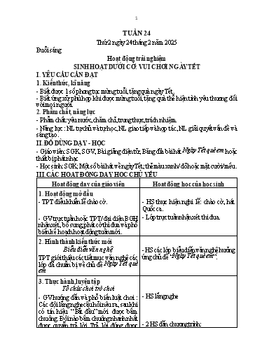 Kế hoạch bài dạy Lớp 1 - Tuần 24 (Thứ 2,3,4) - Năm học 2024-2025 - Nguyễn Thị Thanh Hiền