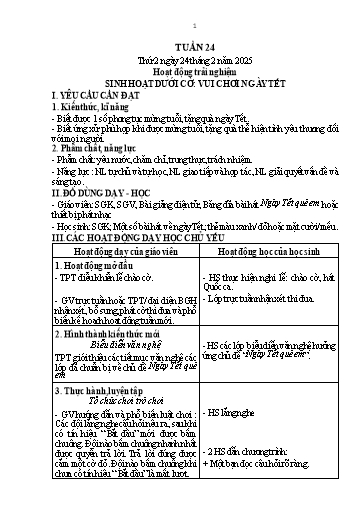 Kế hoạch bài dạy Lớp 1 - Tuần 24 (Thứ 2,3,4) - Năm học 2024-2025 - Trần Thị Thanh Hương