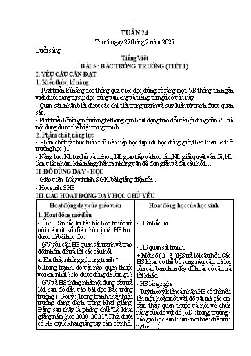 Kế hoạch bài dạy Lớp 1 - Tuần 24 (Thứ 5,6) - Năm học 2024-2025 - Nguyễn Thị Thanh Hiền