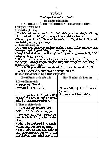 Kế hoạch bài dạy Lớp 1 - Tuần 25 (Thứ 2,3) - Năm học 2024-2025 - Trần Thị Hồng Thúy
