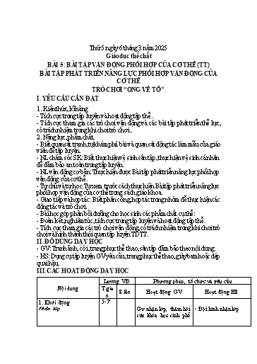 Kế hoạch bài dạy Lớp 1 - Tuần 25 (Thứ 5,6) - Năm học 2024-2025 - Nguyễn Thị Ánh Tuyết