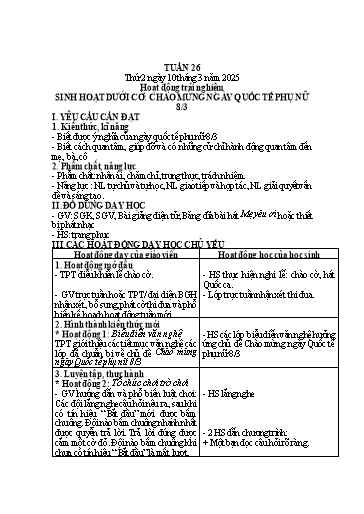 Kế hoạch bài dạy Lớp 1 - Tuần 26 (Thứ 2,3,4) - Năm học 2024-2025 - Nguyễn Thị Ánh Tuyết