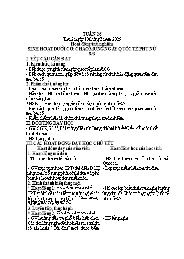 Kế hoạch bài dạy Lớp 1 - Tuần 26 (Thứ 2,3,4) - Năm học 2024-2025 - Trần Thị Hồng Thúy