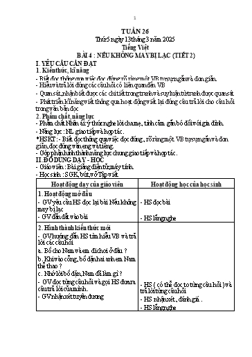 Kế hoạch bài dạy Lớp 1 - Tuần 26 (Thứ 5,6) - Năm học 2024-2025 - Trần Thị Hồng Thúy