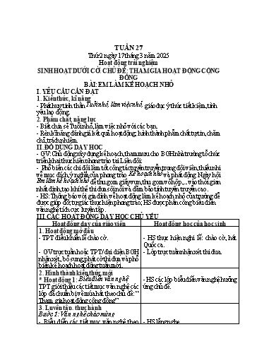 Kế hoạch bài dạy Lớp 1 - Tuần 27 (Thứ 2,3,4) - Năm học 2024-2025 - Trần Thị Thanh Hương