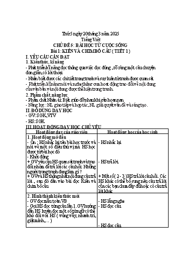 Kế hoạch bài dạy Lớp 1 - Tuần 27 (Thứ 5,6) - Năm học 2024-2025 - Nguyễn Thị Ánh Tuyết