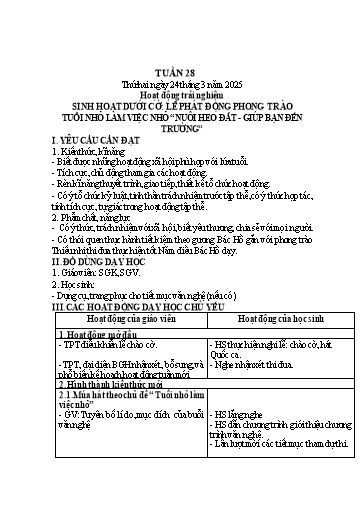 Kế hoạch bài dạy Lớp 1 - Tuần 28 (Thứ 2,3,4) - Năm học 2024-2025 - Nguyễn Thị Ánh Tuyết