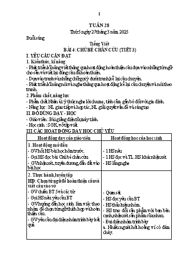 Kế hoạch bài dạy Lớp 1 - Tuần 28 (Thứ 5,6) - Năm học 2024-2025 - Nguyễn Thị Thanh Hiền