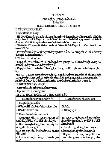 Kế hoạch bài dạy Lớp 1 - Tuần 28 (Thứ 5,6) - Năm học 2024-2025 - Trần Thị Hồng Thúy