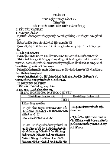 Kế hoạch bài dạy Lớp 1 - Tuần 29 (Thứ 5,6) - Năm học 2024-2025 - Trần Thị Thanh Hương