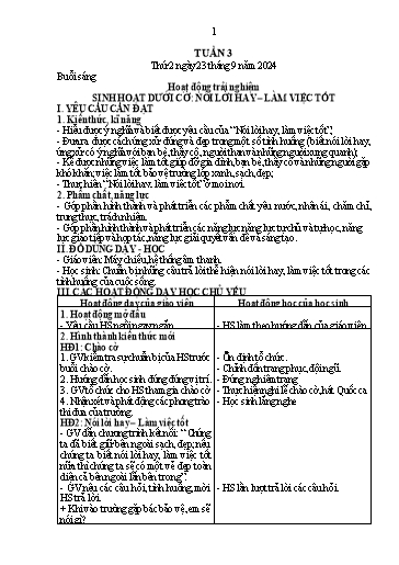 Kế hoạch bài dạy Lớp 1 - Tuần 3 (Thứ 2,3) - Năm học 2024-2025 - Nguyễn Thị Thanh Hiền