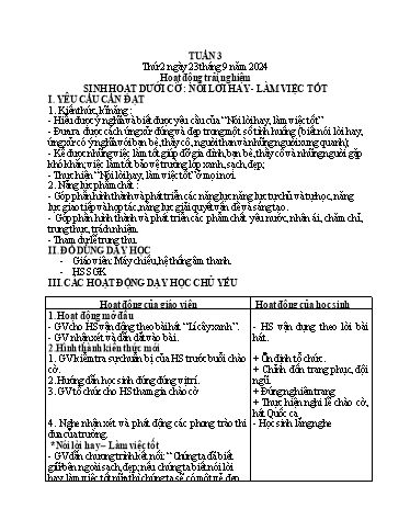 Kế hoạch bài dạy Lớp 1 - Tuần 3 (Thứ 2,3,4) - Năm học 2024-2025 - Nguyễn Thị Ánh Tuyết