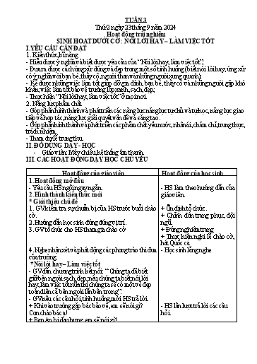 Kế hoạch bài dạy Lớp 1 - Tuần 3 (Thứ 2,3,4) - Năm học 2024-2025 - Trần Thị Thanh Hương