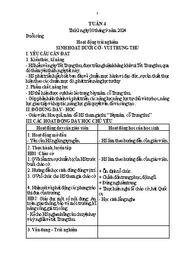 Kế hoạch bài dạy Lớp 1 - Tuần 4 (Thứ 2,3) - Năm học 2024-2025 - Nguyễn Thị Thanh Hiền