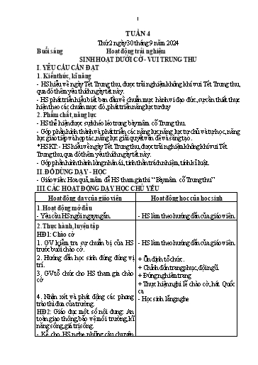 Kế hoạch bài dạy Lớp 1 - Tuần 4 (Thứ 2,3) - Năm học 2024-2025 - Trần Thị Hồng Thúy