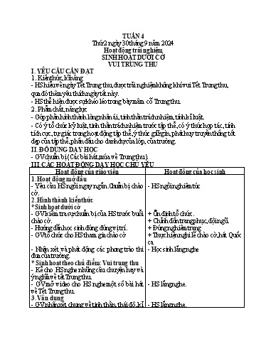 Kế hoạch bài dạy Lớp 1 - Tuần 4 (Thứ 2,3,4) - Năm học 2024-2025 - Nguyễn Thị Ánh Tuyết