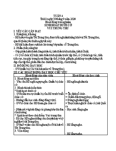 Kế hoạch bài dạy Lớp 1 - Tuần 4 (Thứ 2,3,4) - Năm học 2024-2025 - Trần Thị Thanh Hương