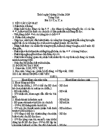 Kế hoạch bài dạy Lớp 1 - Tuần 4 (Thứ 5,6) - Năm học 2024-2025 - Nguyễn Thị Ánh Tuyết