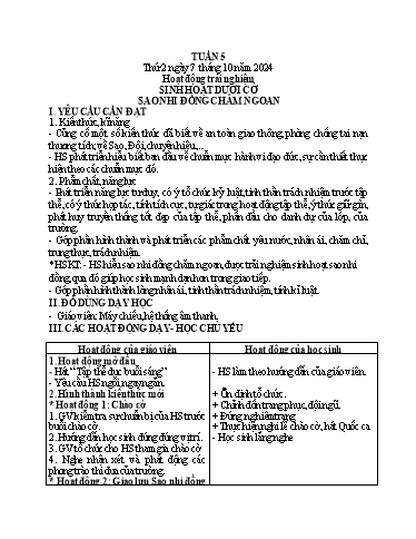 Kế hoạch bài dạy Lớp 1 - Tuần 5 (Thứ 2,3) - Năm học 2024-2025 - Trần Thị Hồng Thúy