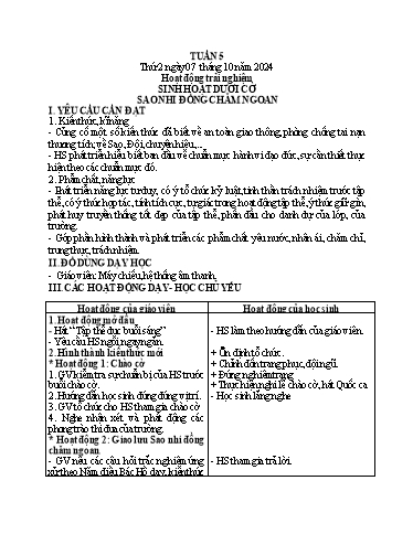 Kế hoạch bài dạy Lớp 1 - Tuần 5 (Thứ 2,3,4) - Năm học 2024-2025 - Nguyễn Thị Ánh Tuyết