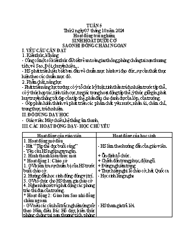 Kế hoạch bài dạy Lớp 1 - Tuần 5 (Thứ 2,3,4) - Năm học 2024-2025 - Trần Thị Thanh Hương