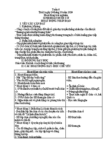 Kế hoạch bài dạy Lớp 1 - Tuần 6 (Thứ 2,3,4) - Năm học 2024-2025 - Trần Thị Thanh Hương