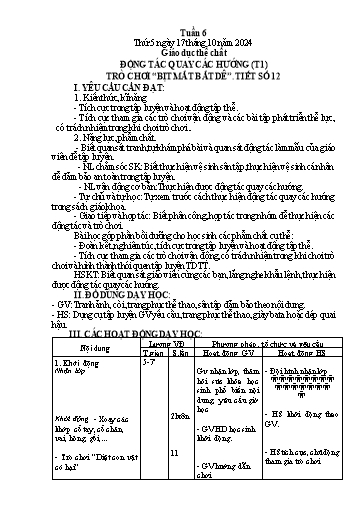 Kế hoạch bài dạy Lớp 1 - Tuần 6 (Thứ 5,6) - Năm học 2024-2025 - Trần Thị Thanh Hương